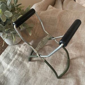 Vintage Earthgrown Canning Jar Lifter Tongs Green Rubber Coated w/ Wood Handles